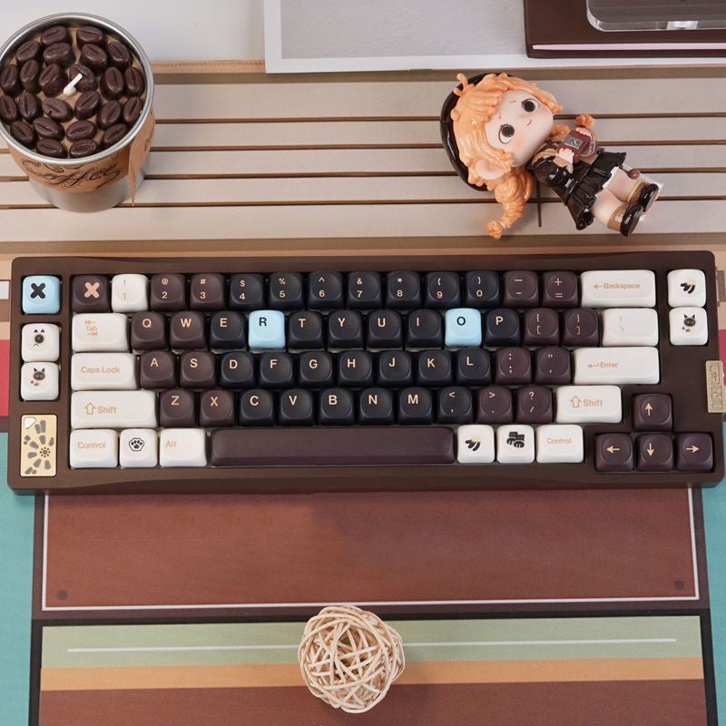 YMDK 129 Keys Brown Sugar Bobo Theme Keycaps MOA Profile PBT Dye Sub Custom Keycap for 75/87/98/104/108 Layout MX Mechanical Keyboard