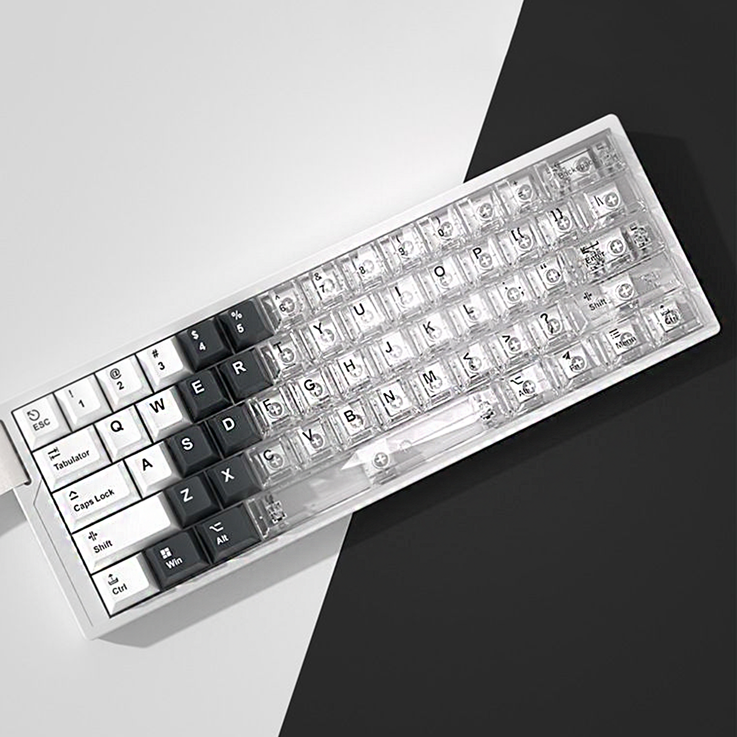 YMDK PBT+PC Transparent Keycaps Cherry Profile Shine Through Top Print Dye Sublimation Keycap for MX 61/64/68/84/87/100/104/108 MX Mechanical Keyboard