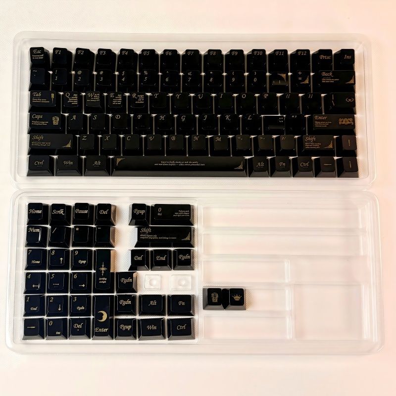 YMDK 115 Keys Black White Ceramic Feel PC Material Cherry Profile Spray Paint Keycaps for 61/68/87/98/104/108 MX Mechanical Keyboard