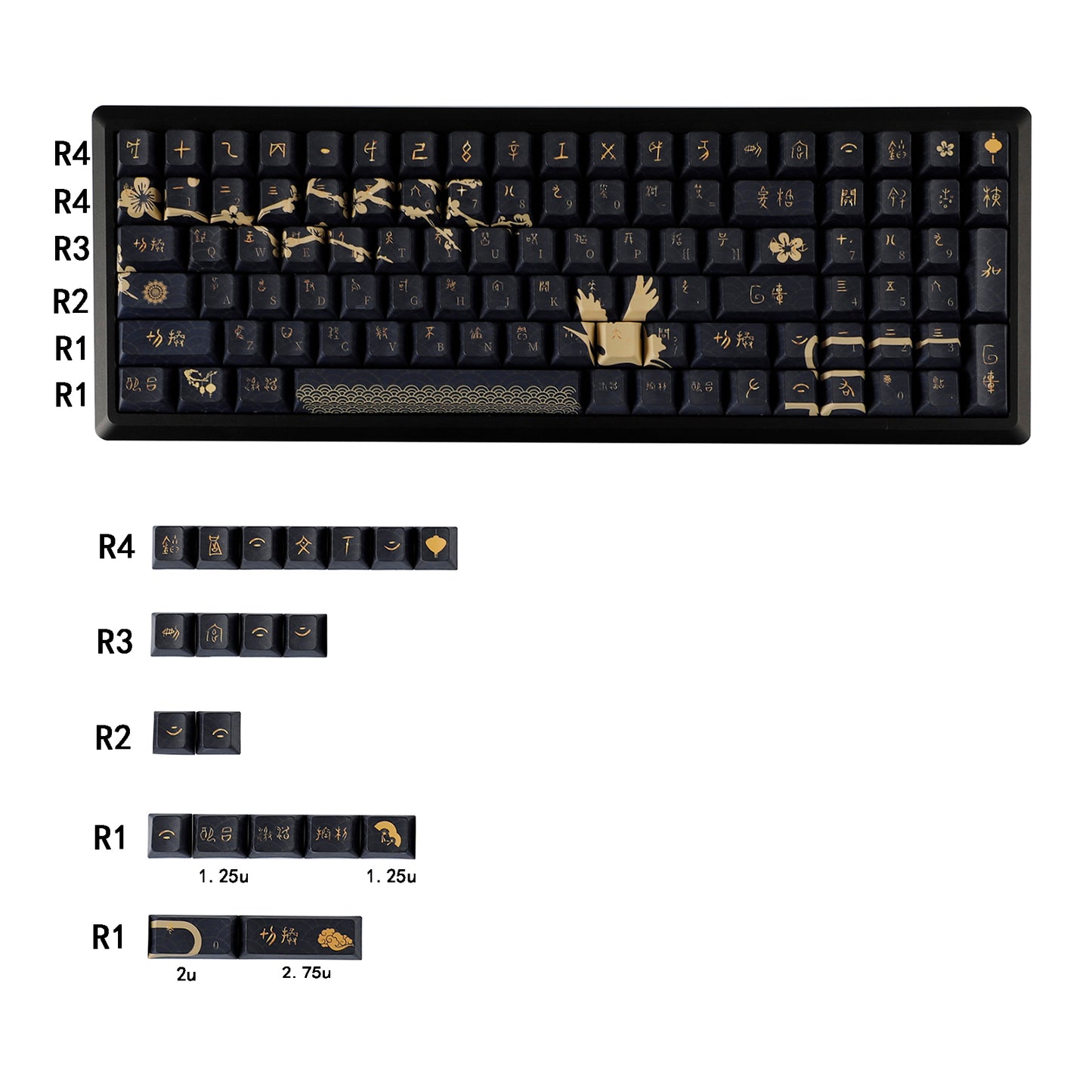 YMDK Dawn of the Other Shore Theme Keycaps Full Set 128 Keys PBT Dye Sub Cherry Profile Keycap for MX Mechanical Keyboard