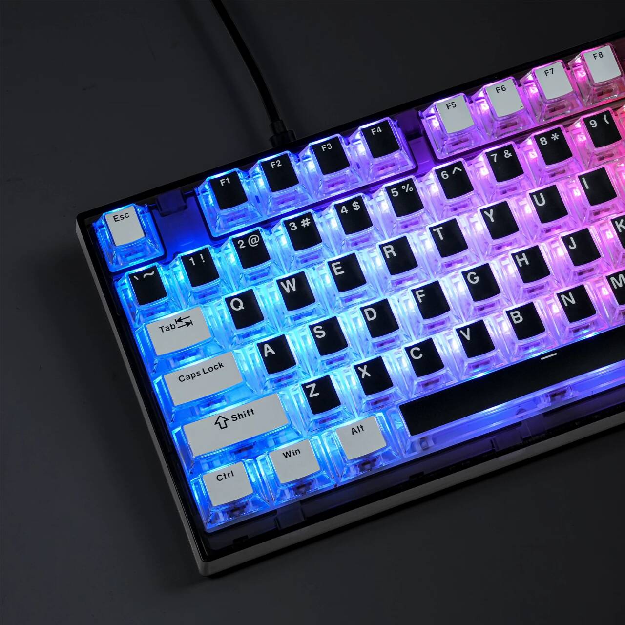 YMDK Water Cube Complete Set Keycaps Personalized Four-sided Light-transmitting Keycap Cherry Profile PBT PC for MX Mechanical Keyboard