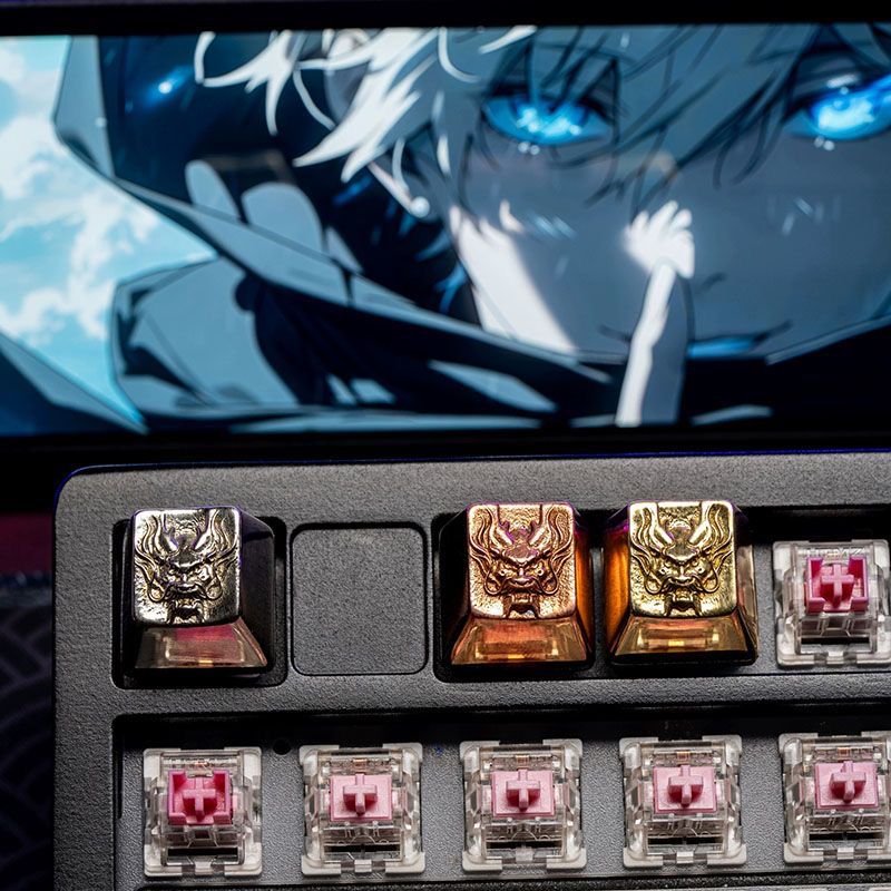 YMDK Dragon Totem Retro Glossy Personality Keycaps Metal Key Caps Cool Novel Creative Keycap for MX Mechanical Keyboard