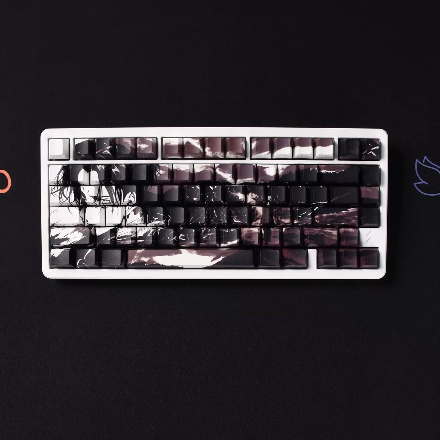 YMDK Captain Theme Keycaps 134 Keys Cherry Profile Side Print Sidelit PBT Dye Sublimation for Mechanical Keyboard