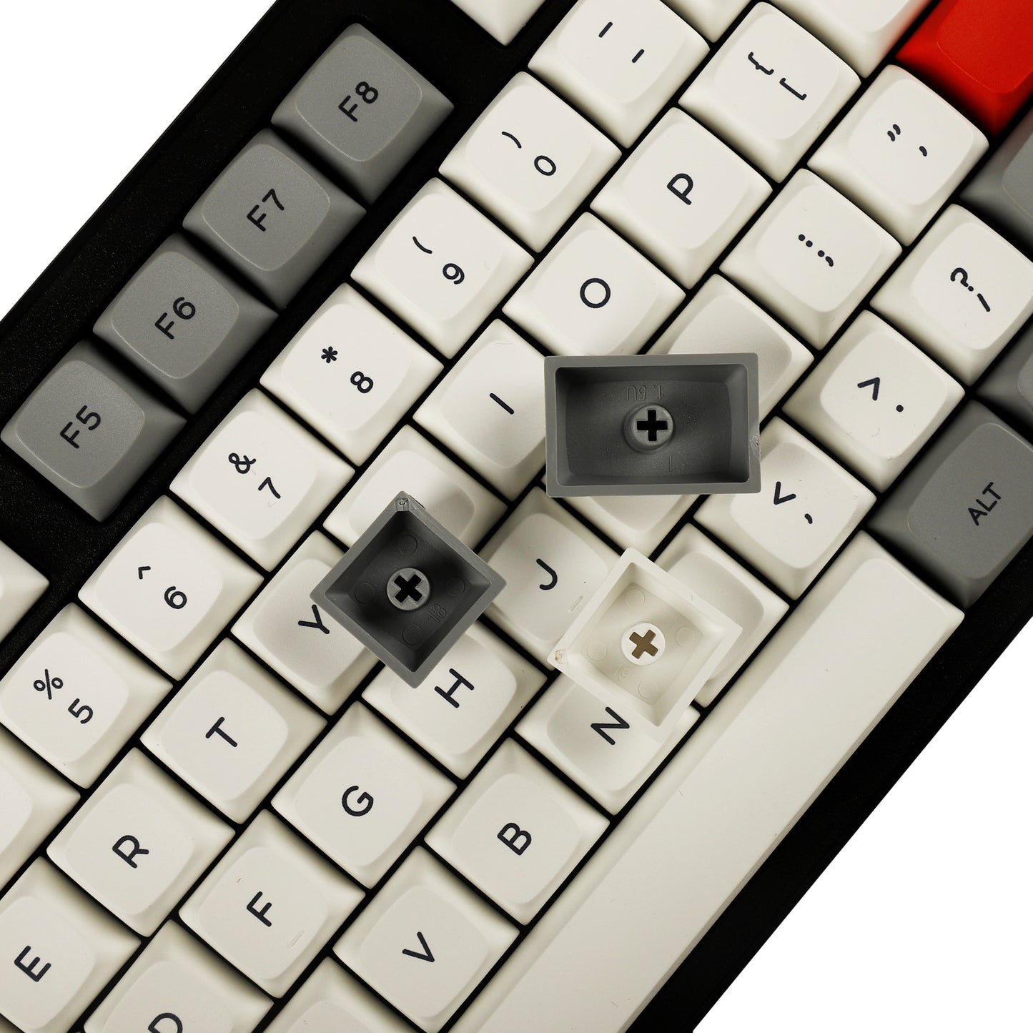 YMDK Granite Gray White Red Theme 134 Keycaps(ZDA Profile XDA v2 Dye Sub PBT For 104 TKL 60% 96 84 68 64 )