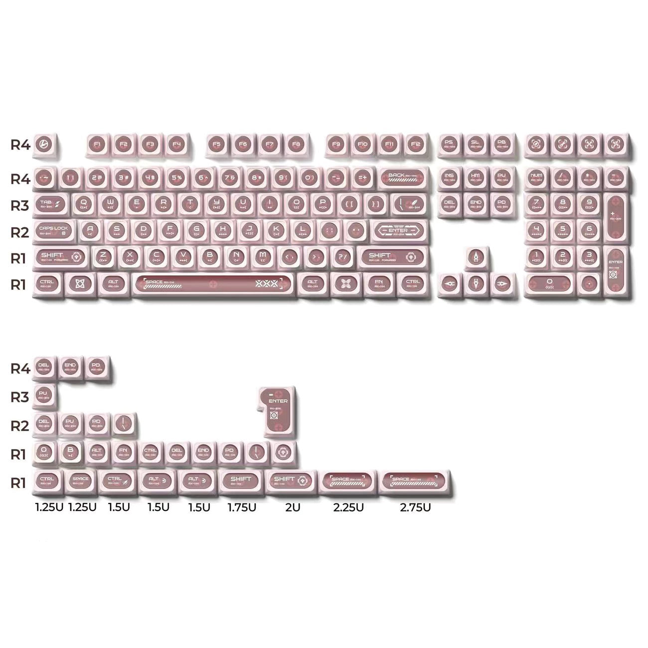YMDK Crescent Moon Matte Shine Through 136 Key Top Print Keycaps PBT+PC Matte Dye Sub Keycaps MAX Profile for 61/68/84/87/98/104/108 MX Mechanical Keyboard