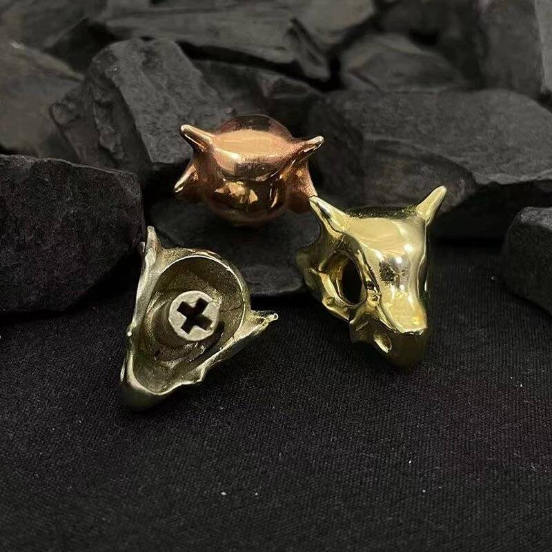 YMDK Sheep Skull Pure Copper Personality Keycaps Technology Texture Translucent Key Caps Retro Keycaps for MX Mechanical Keyboard