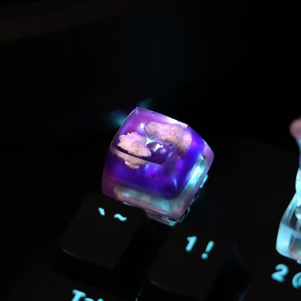 YMDK Sky Light-transmitting Personality Keycaps Clouds Stars Sunrise Sunset Keycap Cute Novel Handmade Creative key Caps for MX Mechanical Keyboard