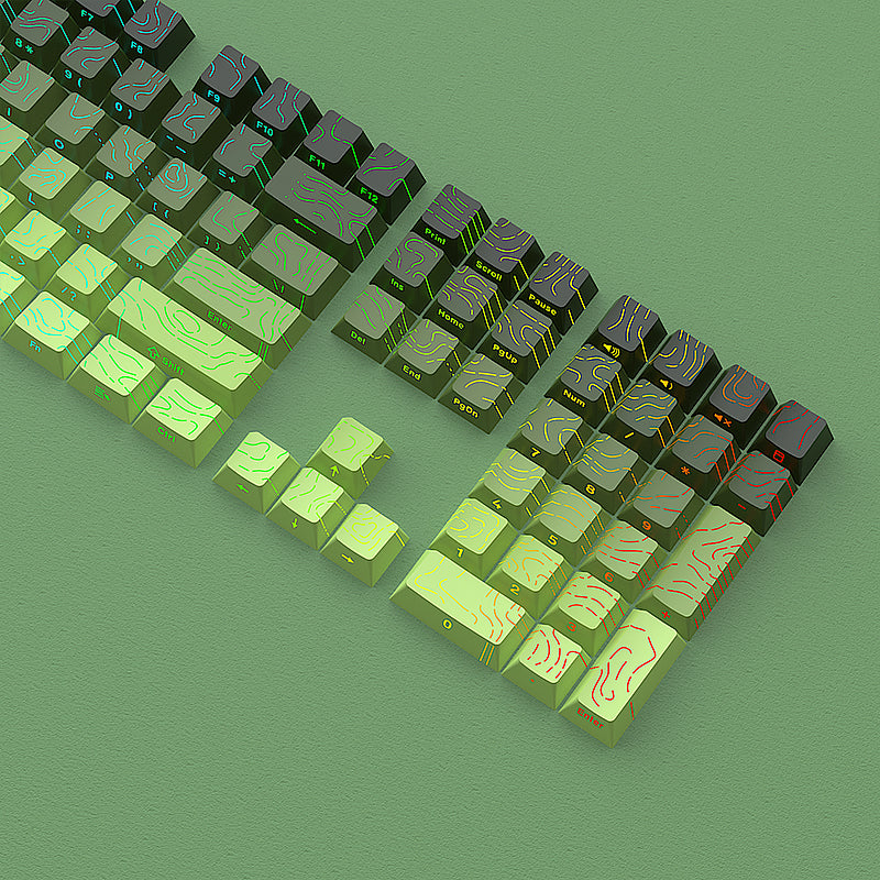 YMDK 134 Keys Color Contour Lines Personality Double Shot Side-lit Dye Sub PBT Cherry Profile Keycap for Most MX Mechanical Keyboard