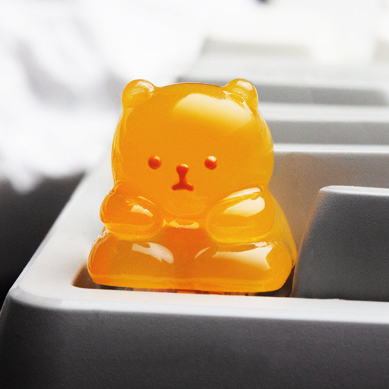 YMDK Gummy Bear Personalized Keycaps Cute Novel Decoration Translucent Resin Keycaps for Mechanical Keyboards