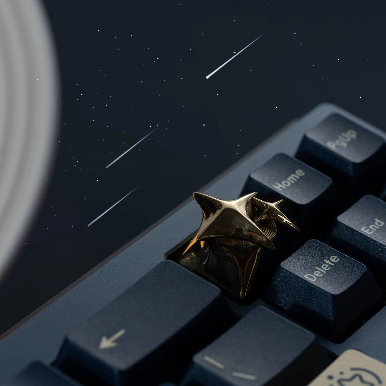 YMDK Cosmic Era Star Personalized Keycaps Cool Novel Homemade Metal Key Cap Creative Esc Key for Mechanical Keyboard