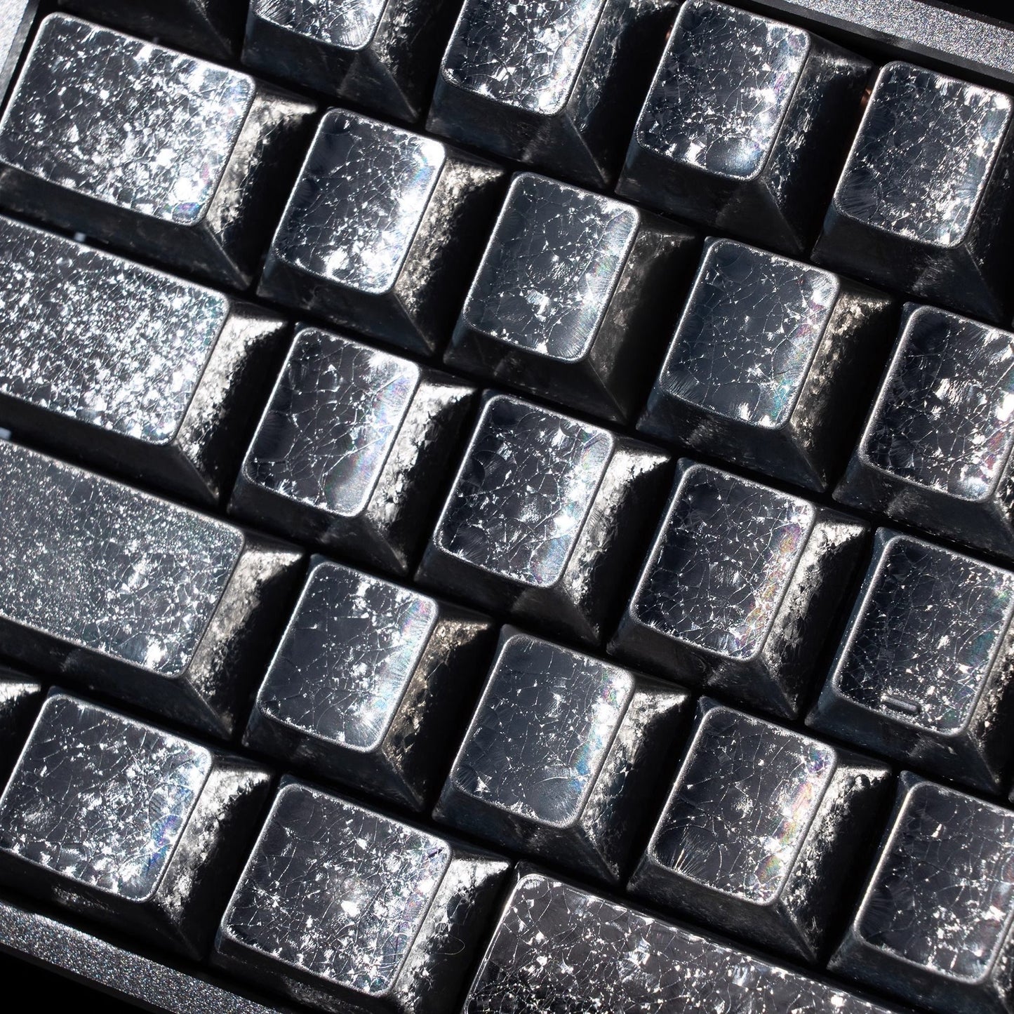 YMDK Frost keycaps Metal Texture Keyboard Caps 61 Keys PBT Dye Sub Cherry Profile Custom Side-lit Keycap for 60 Layout MX Mechanical Keyboards