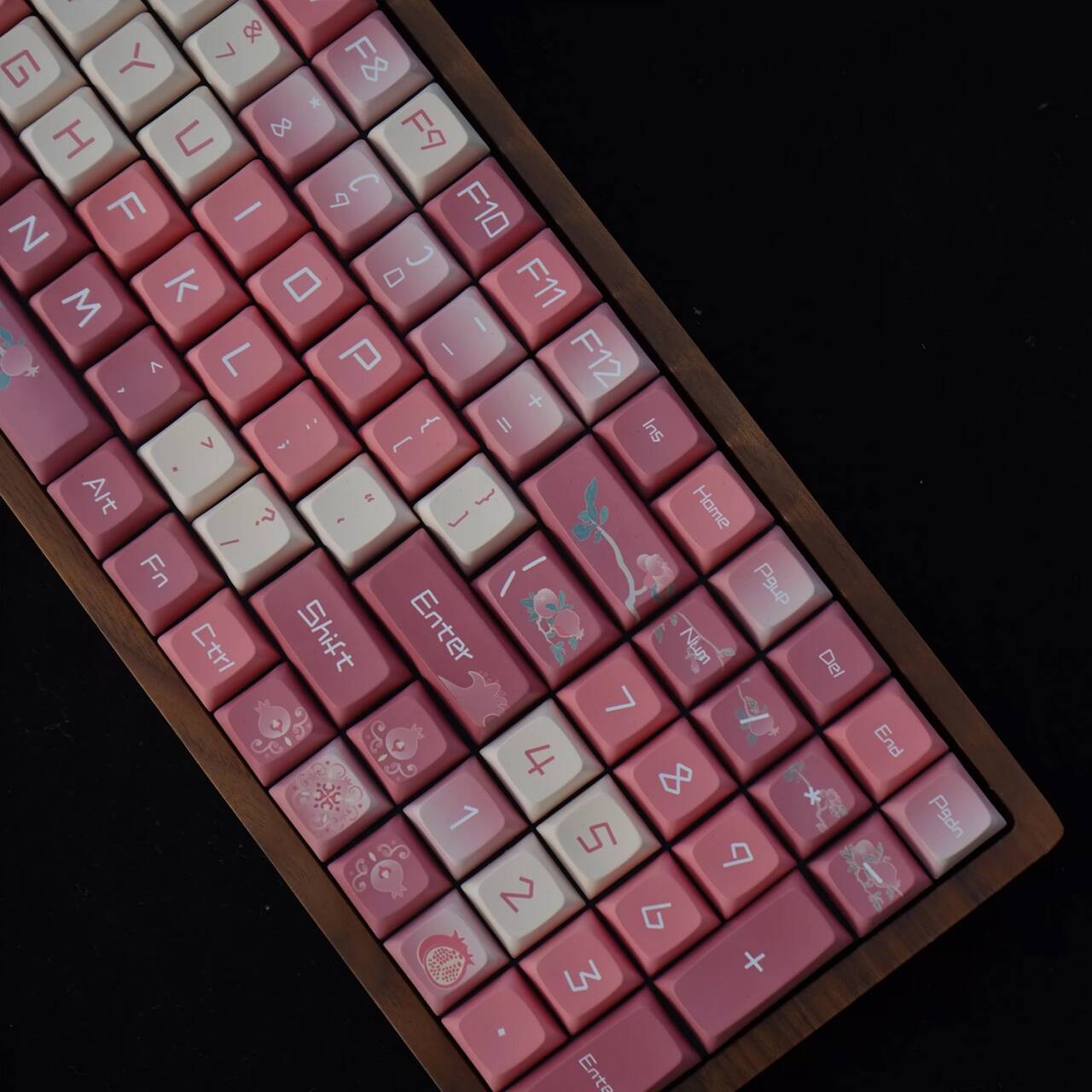 YMDK Pomegranate Red Theme Keycaps Full Set 128 Keys XDA Profile Dye Sub PBT Keycap for MX Mechanical Keyboard