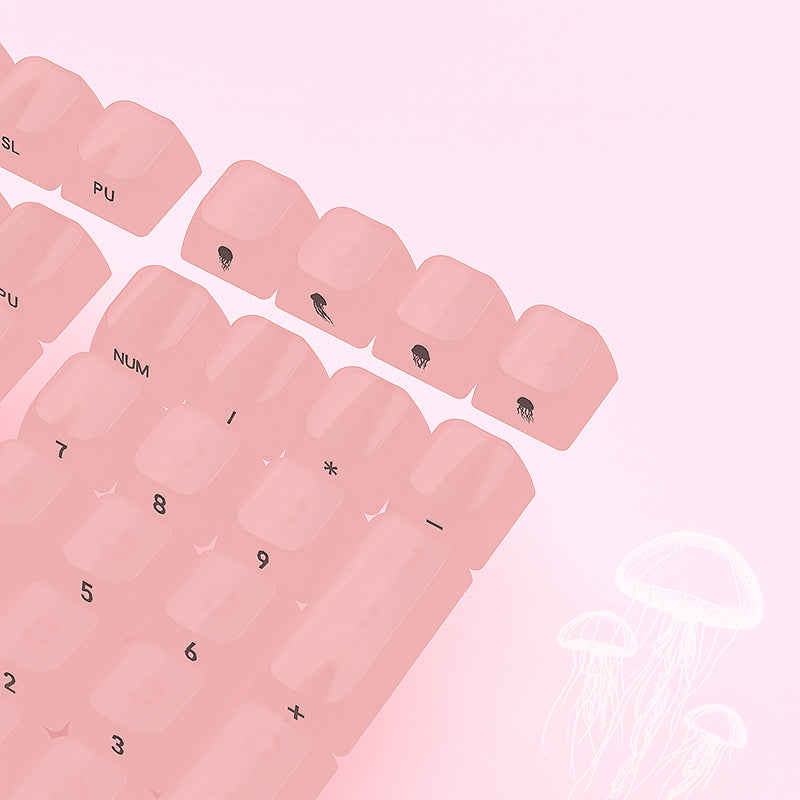 YMDK 119 Keys Jellyfish Keycaps Side Print Shine Through MDA Profile PC Material Custom Keycap for MX Mechanical Keyboards