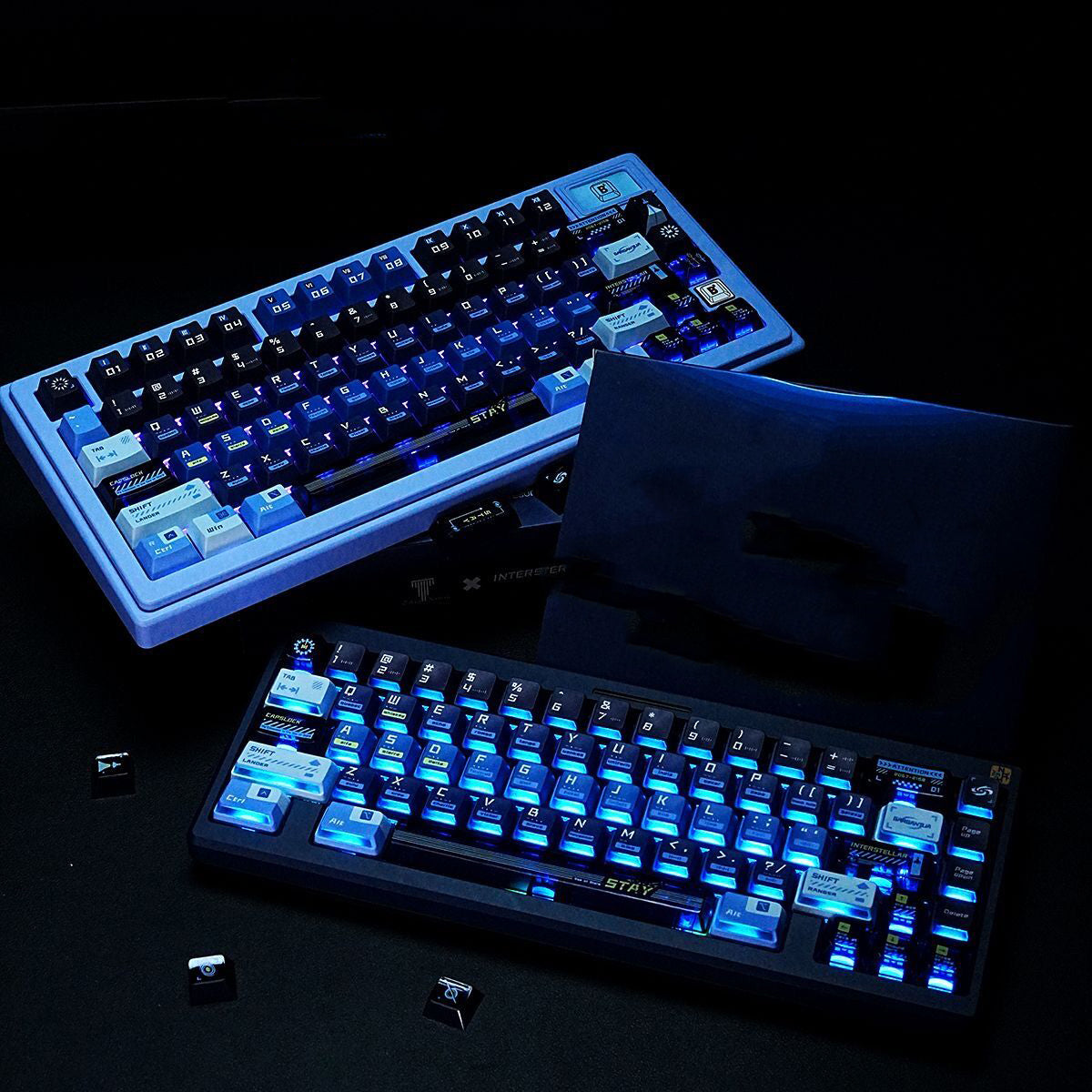 YMDK Future Theme Keycaps PBT PC Transparent Dye Sublimation Cherry Profile Key capfor Mechanical Keyboard