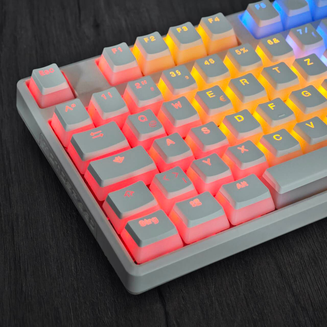 YMDK White Pudding Full Set German ISO QWERTZ Double Shot PBT Shine Through OEM Profile Keycap set For MX Switches Mechanical Keyboard