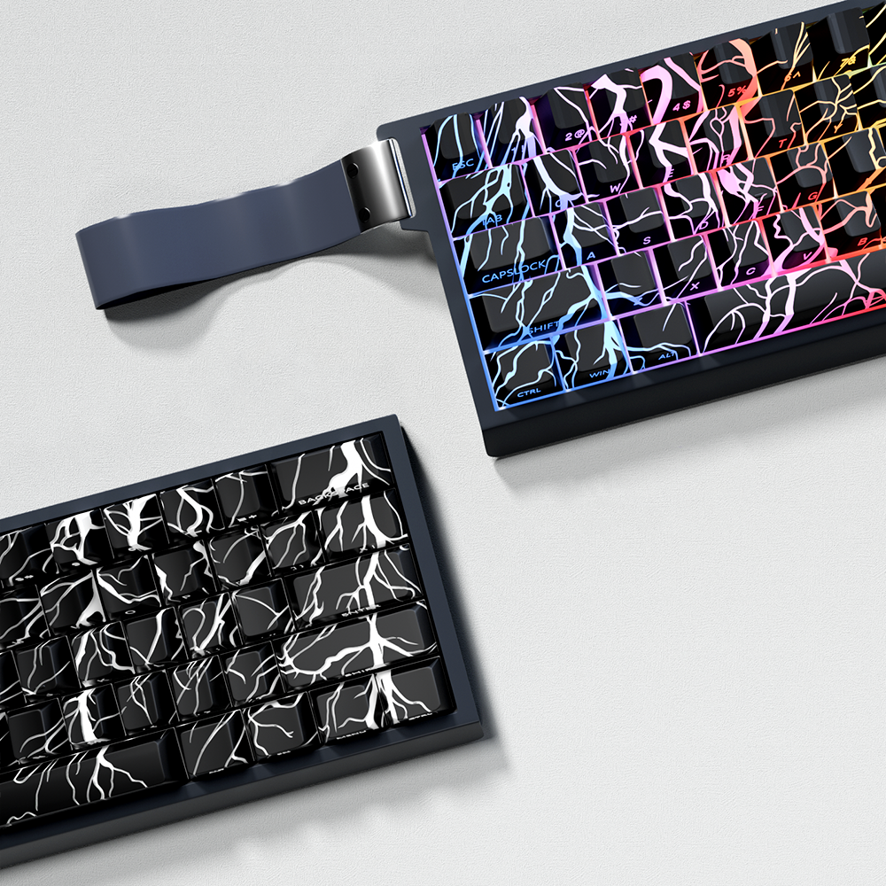 YMDK Lightning 140 Key Keycaps Side-lit PBT+PC Cherry Profile Five-sided Dye Sub Shine Through Custom Keycap for MX Mechanical Keyboard 61/64/68/84/87/100/104/108 Layout