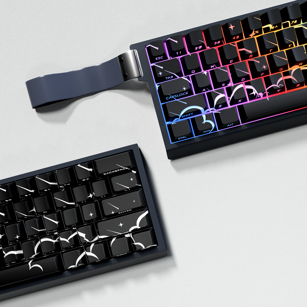YMDK Lightning 140 Key Keycaps Side-lit PBT+PC Cherry Profile Five-sided Dye Sub Shine Through Custom Keycap for MX Mechanical Keyboard 61/64/68/84/87/100/104/108 Layout