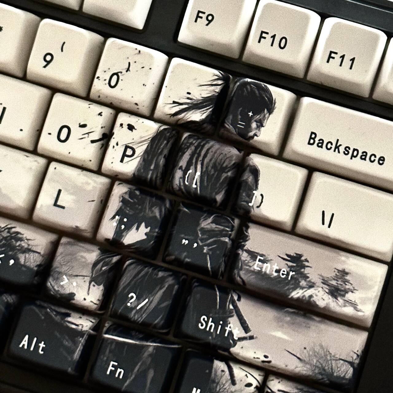 YMDK Shadow Theme Keycaps Creative Novel MDA Profile Key Cap PBT Dye Sub 130 keys for MX Mechanical Keyboard