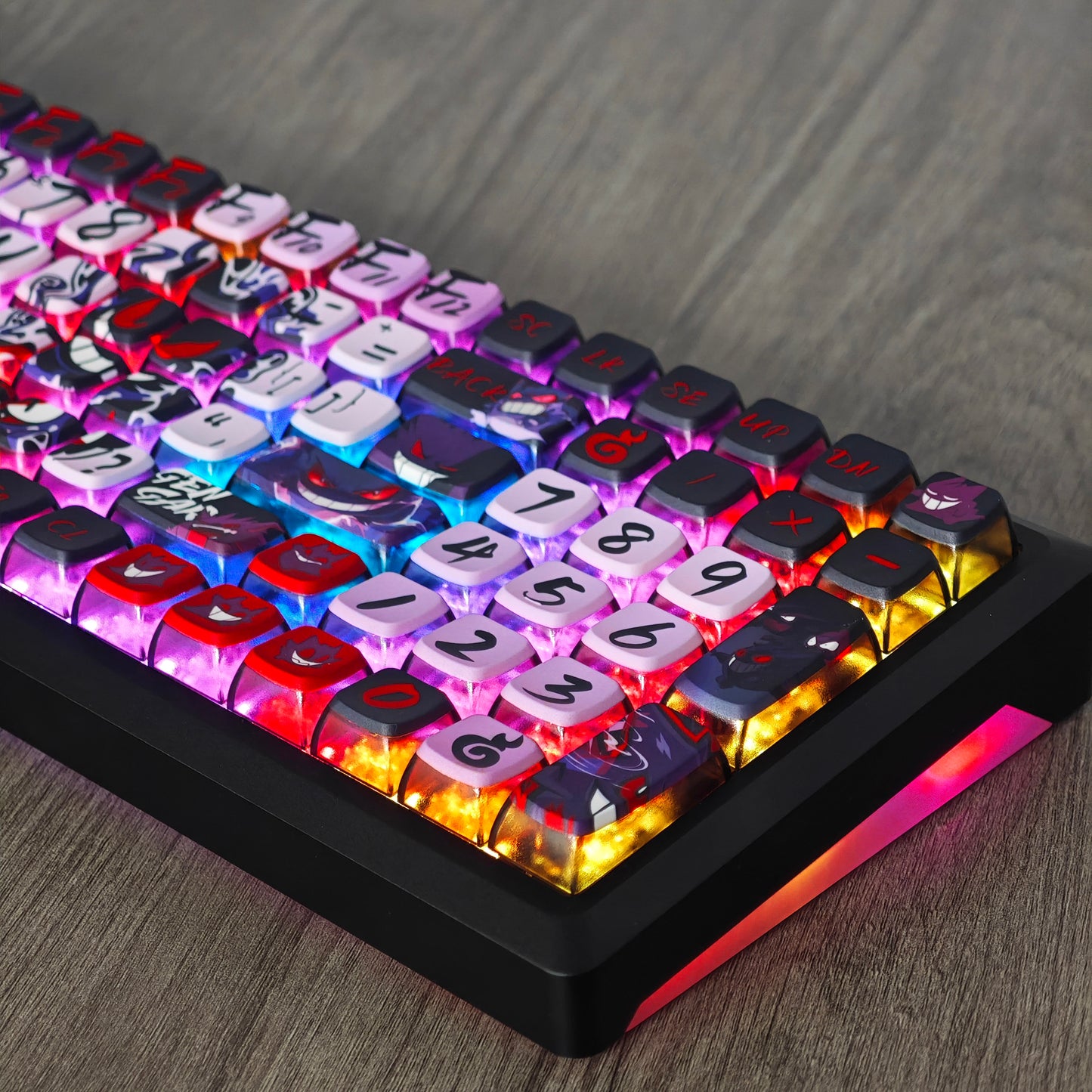 YMDK Evil Briquettes Gengar Cartoon Keycaps Translucent Full Set 122 keys MDA Profile PBT+PC Dye Sub Cool Custom Keycaps for MX Mechanical Keyboard