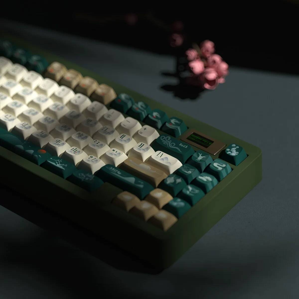 YMDK Ancient Style Baidicheng Full Set Keycaps PBT Dye Sub Cherry Profile Keycap for MX Mechanical Keyboard