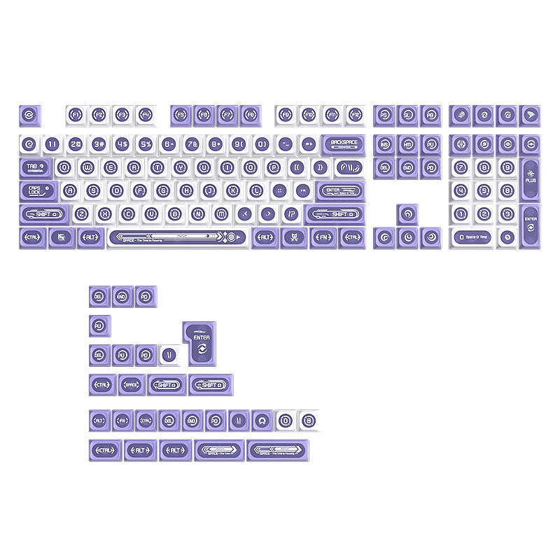 YMDK 136 Keys Cat's Eye Stone White and Purple Double Spelling Keycaps Translucent Cherry Profile for 61/68/87/98/104/108 MX Mechanical Keyboard