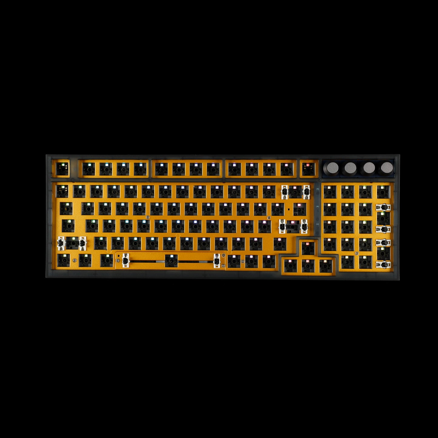 GK980 Plastic Triple-Mode 4 Knobs Gasket RGB Hot Swappable Macro Programmable Bluetooth Wired 2.4G Mechanical Keyboard  Kit