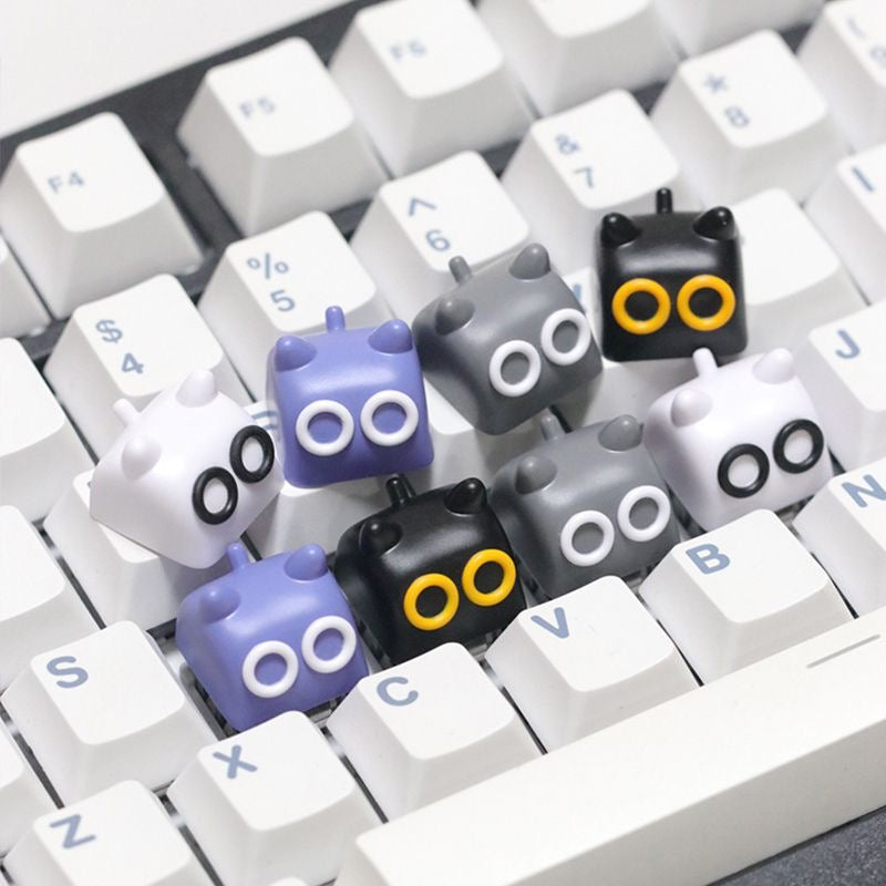YMDK 1 pcs Cat Cute Black White Gray Purple Cartoon Resin Personalized Custom Keycaps for MX Gaming Mechanical keyboard