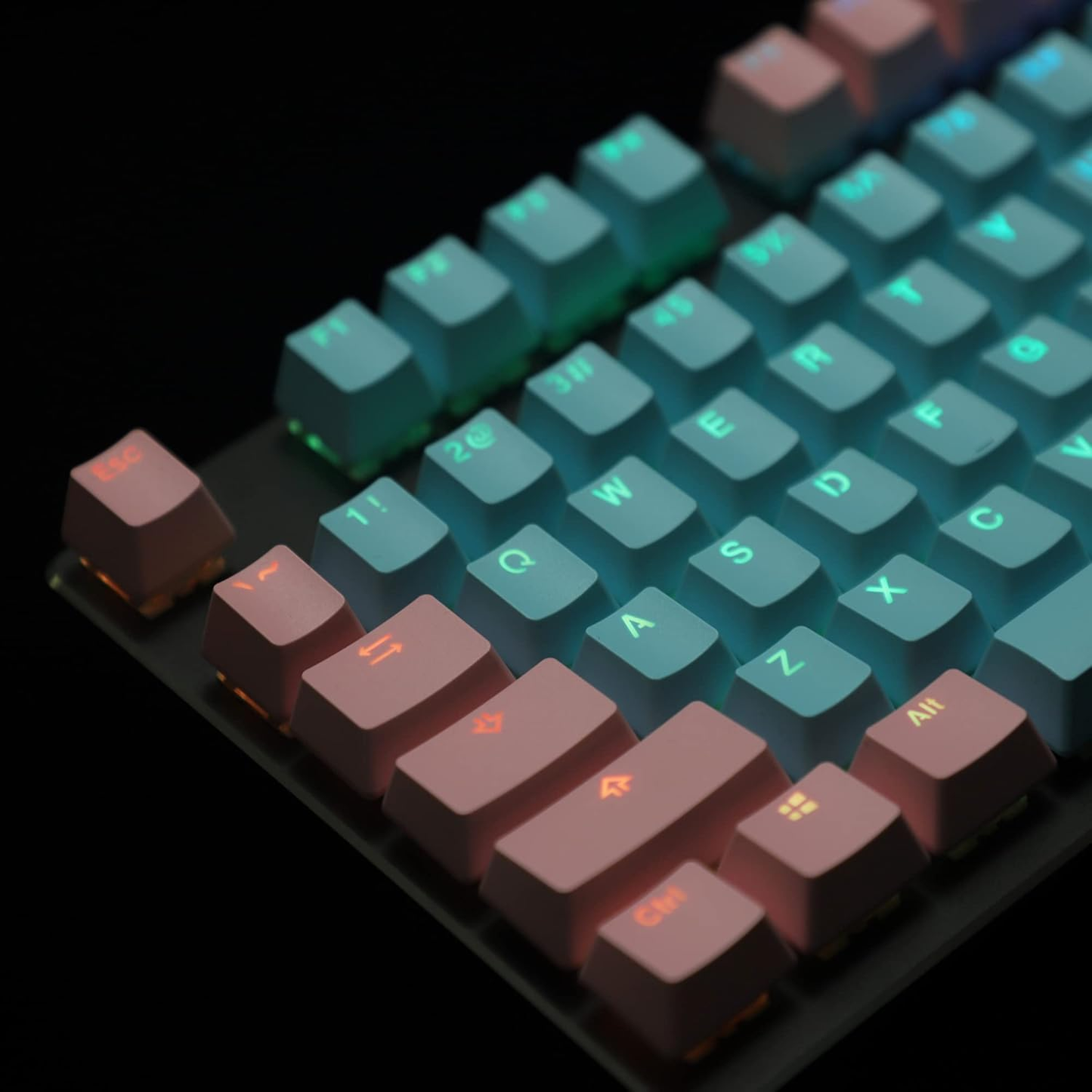 Carbon Miami PBT Double Shot Cherry Profile ANSI Backlit Keycaps for MX Mechanical Keyboard Melody 96 KBD75 68 61 87 104 Keychron(Only Keycap) (Carbon)