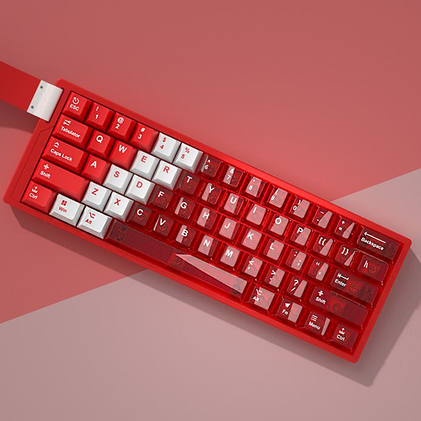 YMDK PBT+PC Transparent Keycaps Cherry Profile Shine Through Top Print Dye Sublimation Keycap for MX 61/64/68/84/87/100/104/108 MX Mechanical Keyboard
