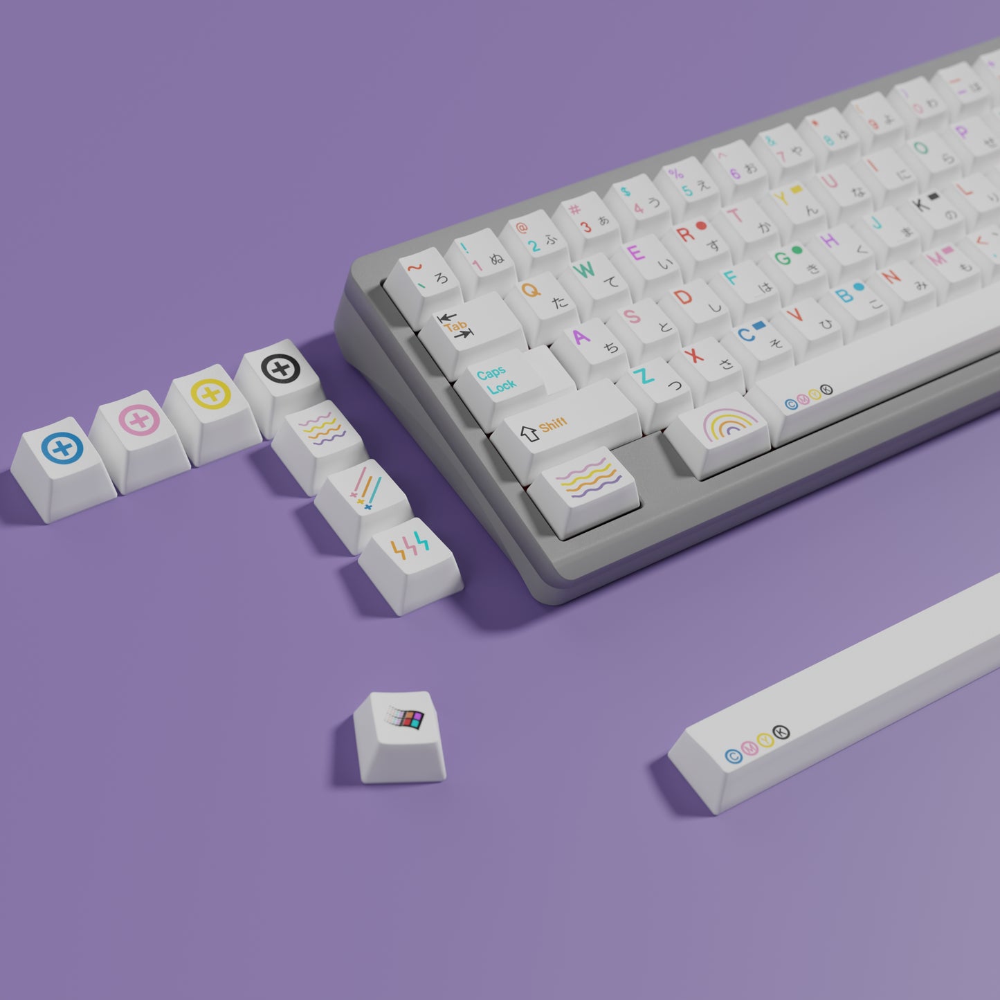 YMDK Japanese Marker Theme Keycap 135 Keys Top Print Minimalist Style Cherry Profile Dye Sub PBT Keycaps for MX Mechanical Keyboard