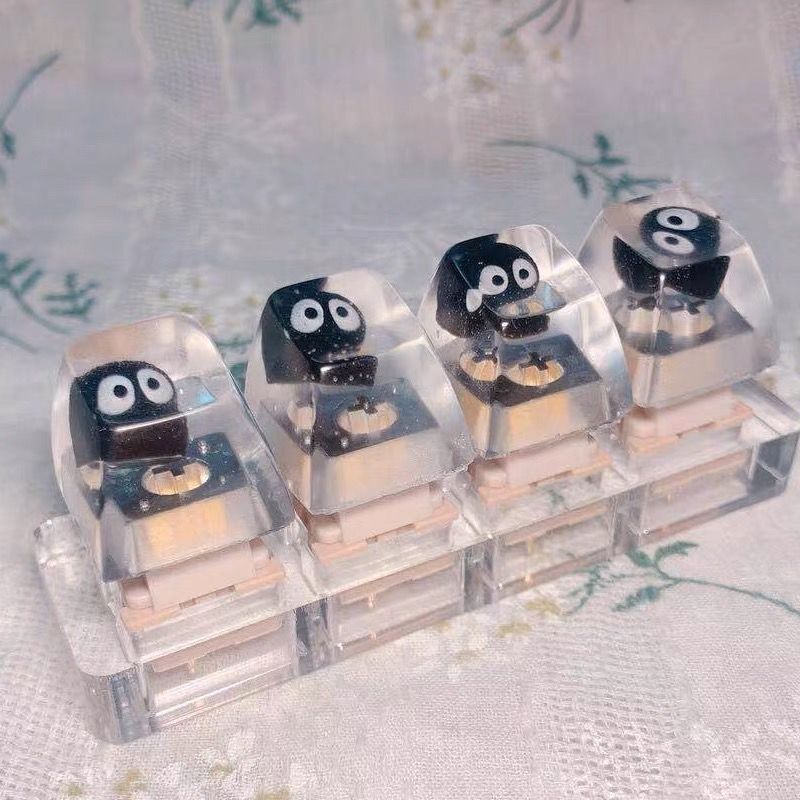 YMDK Black Coal Ball Theme Keycaps Cute Keycap Resin Translucent SA Profile key caps for Mechanical keyboard