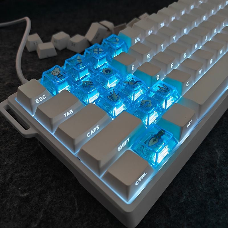 YMDK 11 Additional Keys DIY Windbreaker Crossbow Theme PC Transparent Cherry Profile Shine Through Keycaps For MX Mechanical Keyboard