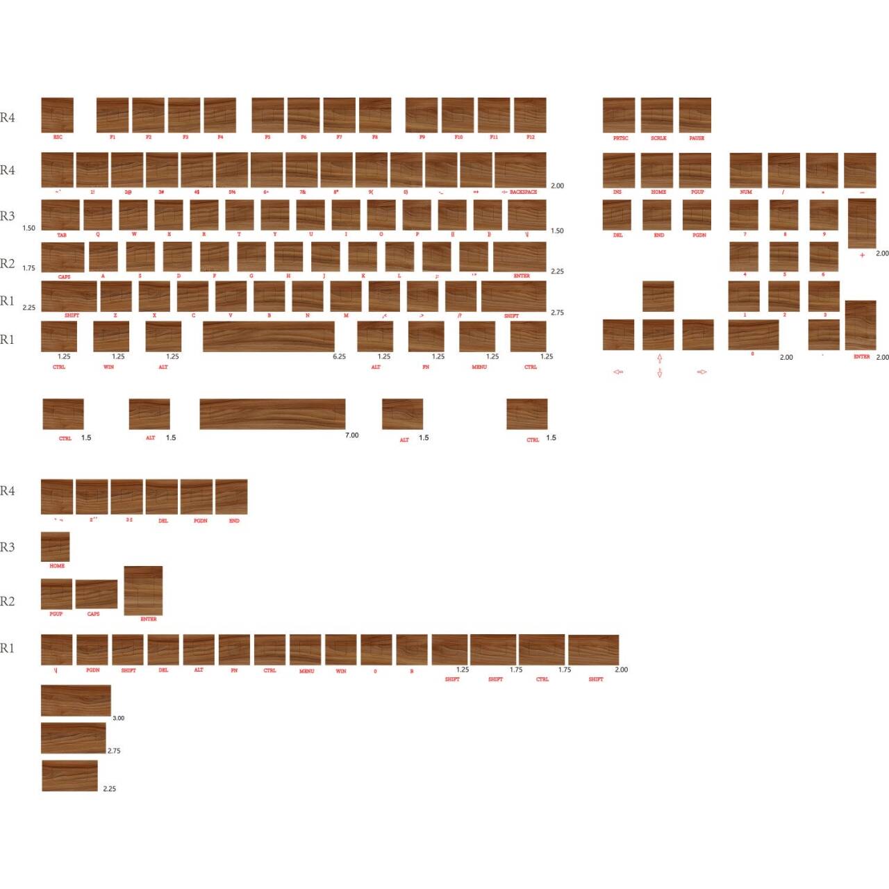 YMDK Walnut Keycaps Novel Creative Keycap 137 Keys Side Light Transmitting Key Cap PBT Dye Sub Cherry Profile for MX Mechanical Keyboard