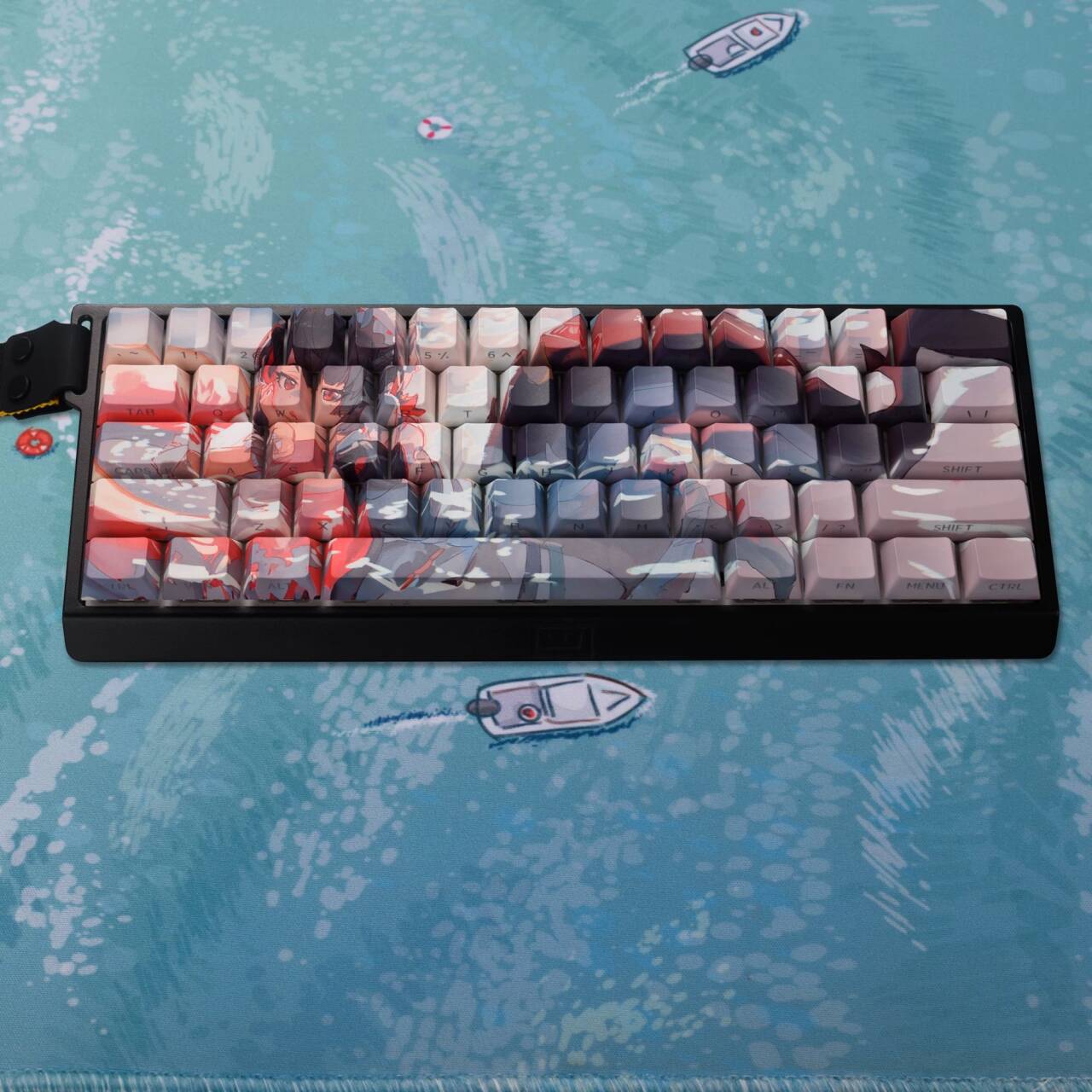 YMDK Shark Girl Theme Keycaps Full Set 134 Keys PBT Sub Cherry Profile Keycap for MX Mechanical Keyboard