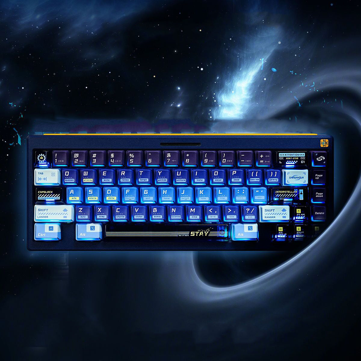YMDK Future Theme Keycaps PBT PC Transparent Dye Sublimation Cherry Profile Key capfor Mechanical Keyboard