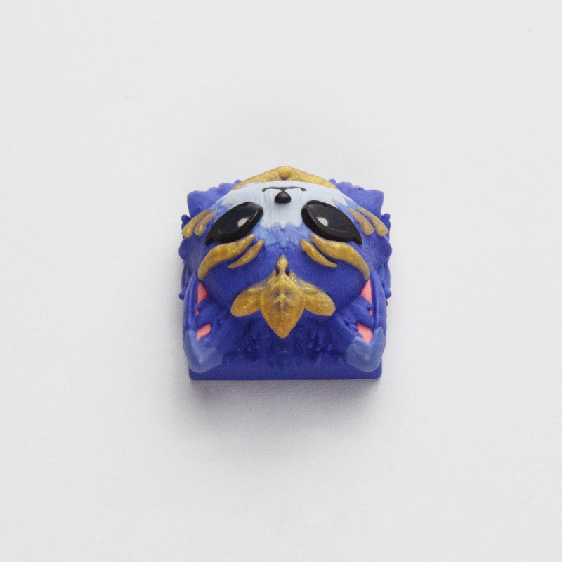 YMDK Blue Cat Personality Keycaps Handmade Cute Animal Resin Translucent Key Cap for MX Mechanical Keyboard