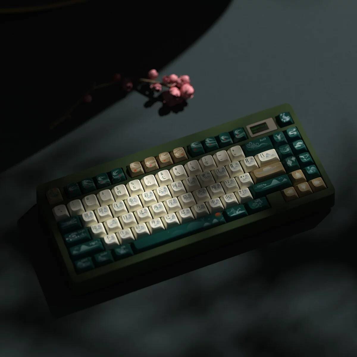 YMDK Ancient Style Baidicheng Full Set Keycaps PBT Dye Sub Cherry Profile Keycap for MX Mechanical Keyboard