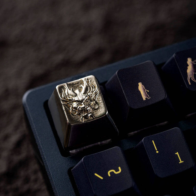 YMDK Dragon Totem Retro Glossy Personality Keycaps Metal Key Caps Cool Novel Creative Keycap for MX Mechanical Keyboard