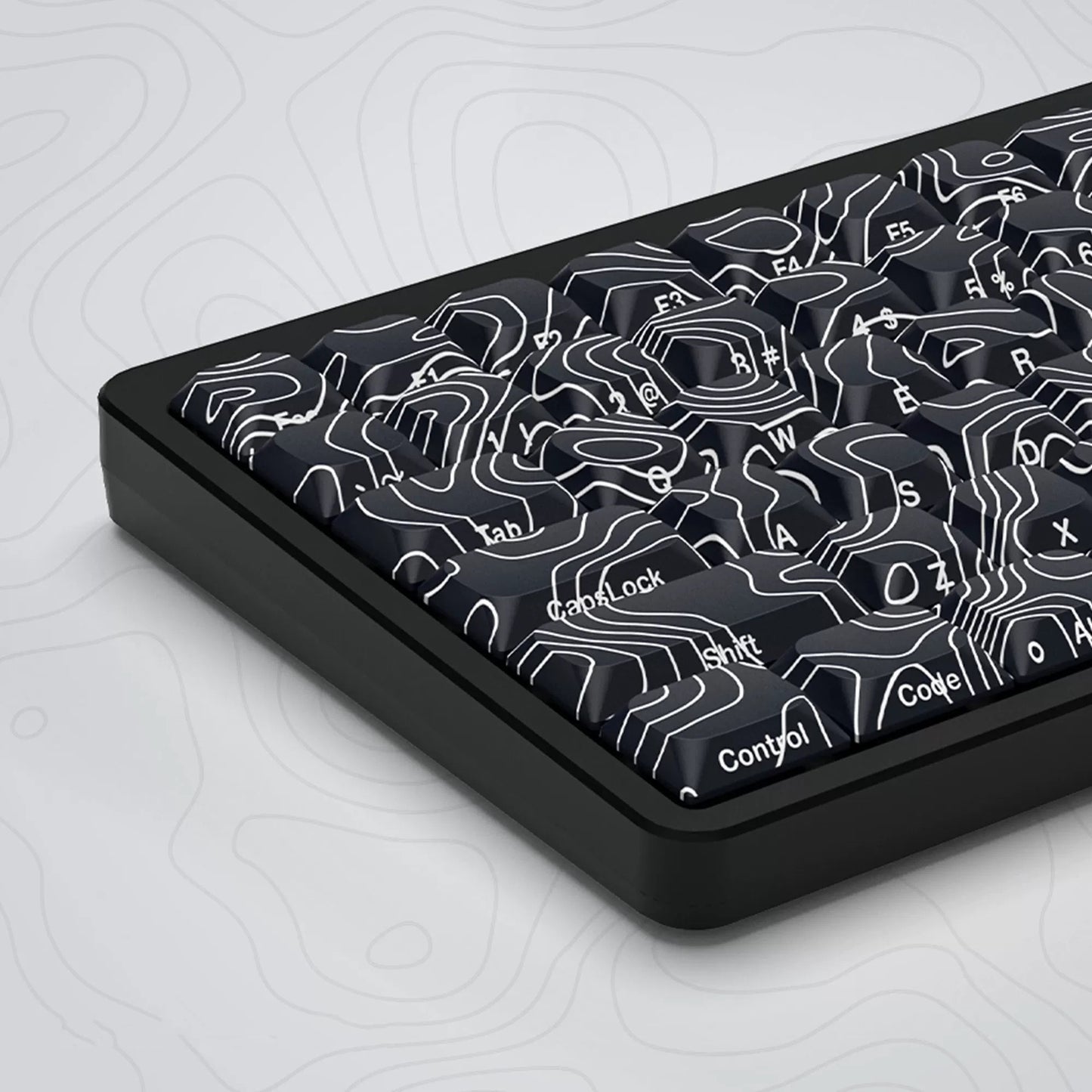 YMDK 131 Blcak Contour Lines Low Profile PBT Double Shot Keycaps for MX Mechanical Keyboards