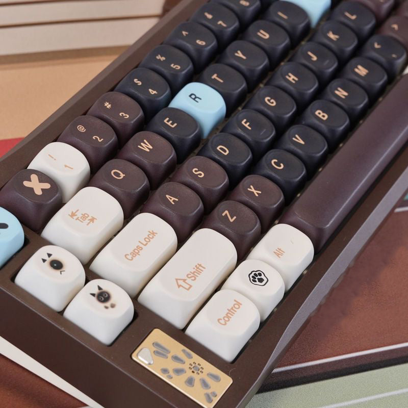 YMDK 129 Keys Brown Sugar Bobo Theme Keycaps MOA Profile PBT Dye Sub Custom Keycap for 75/87/98/104/108 Layout MX Mechanical Keyboard