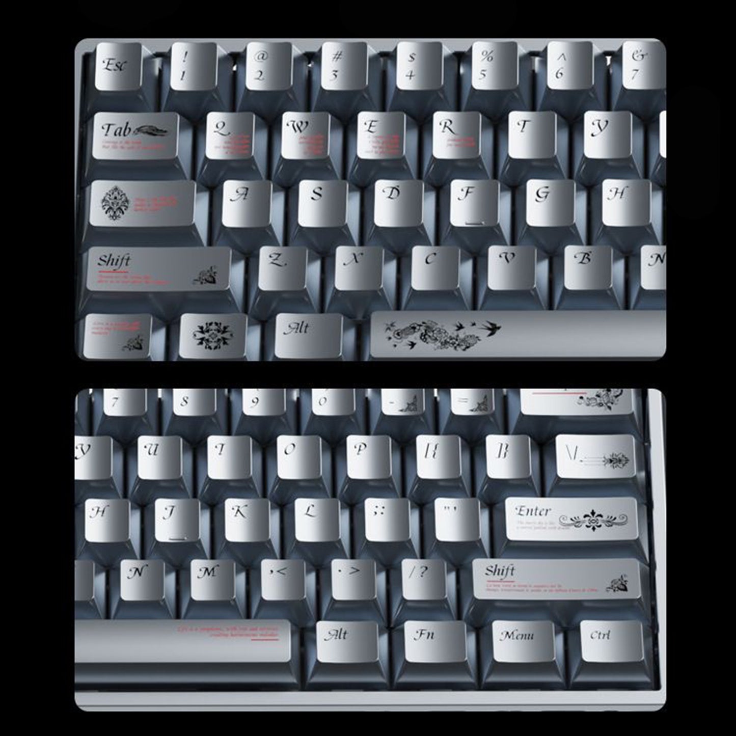 YMDK 126 keys Key of Time Theme Cherry Profile Metal Texture Keycaps Five-sided Dye Sub UV Print Keycap for 61/68/75/87/96/100/104/108 MX Mechanical Keyboard