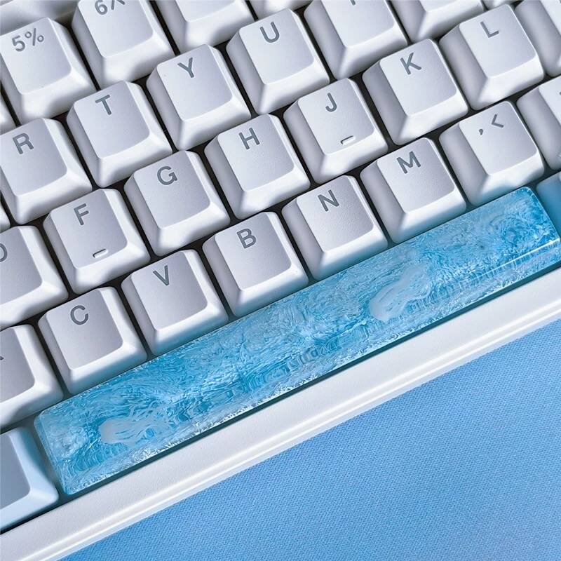 YMDK Coral Jellyfish Personality Keycaps Blue Ocean Translucent Key Caps Handmade Resin Keycap for MX Mechanical Keyboard
