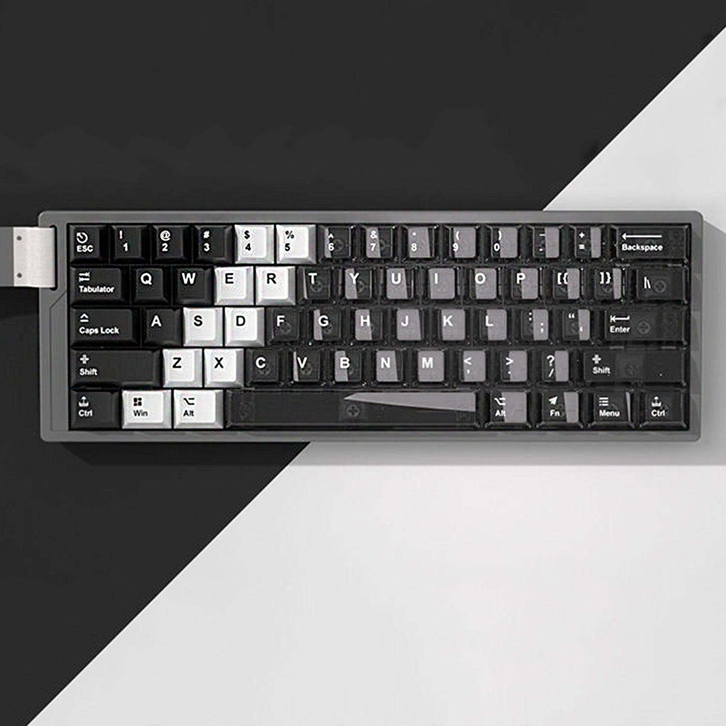 YMDK PBT+PC Transparent Keycaps Cherry Profile Shine Through Top Print Dye Sublimation Keycap for MX 61/64/68/84/87/100/104/108 MX Mechanical Keyboard