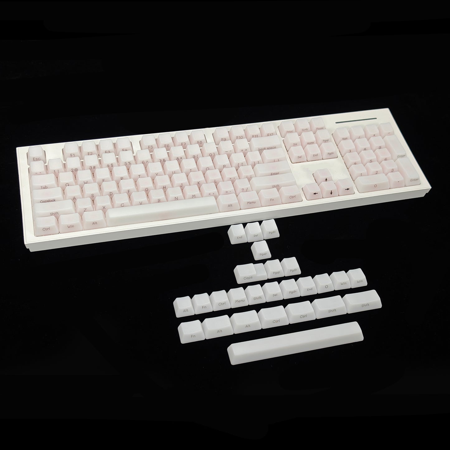 YMDK 130 Keys ABS 1.5mm Blank Milk Fog OEM Profile Side Print Shine Through Keycap For MX Mechanical Keyboard RGB 61 96 84 68 108 87