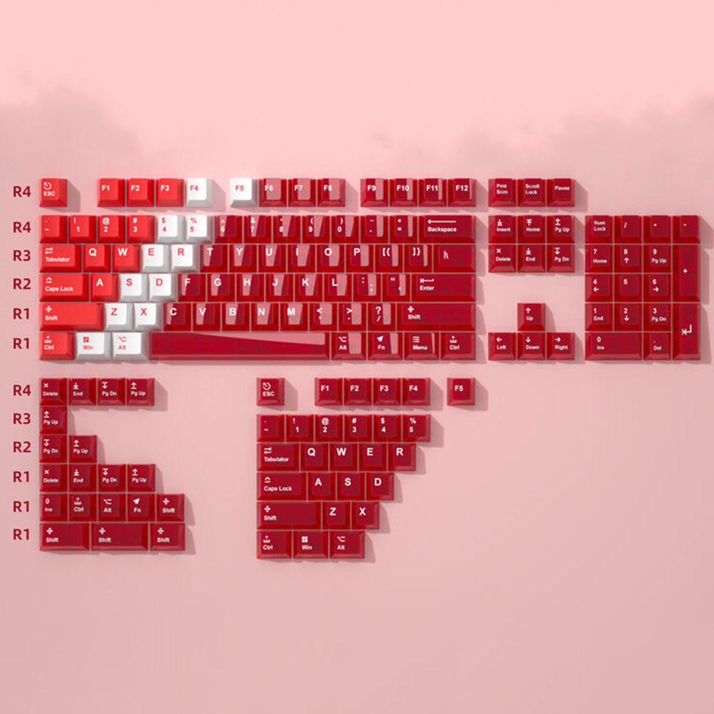 YMDK PBT+PC Transparent Keycaps Cherry Profile Shine Through Top Print Dye Sublimation Keycap for MX 61/64/68/84/87/100/104/108 MX Mechanical Keyboard