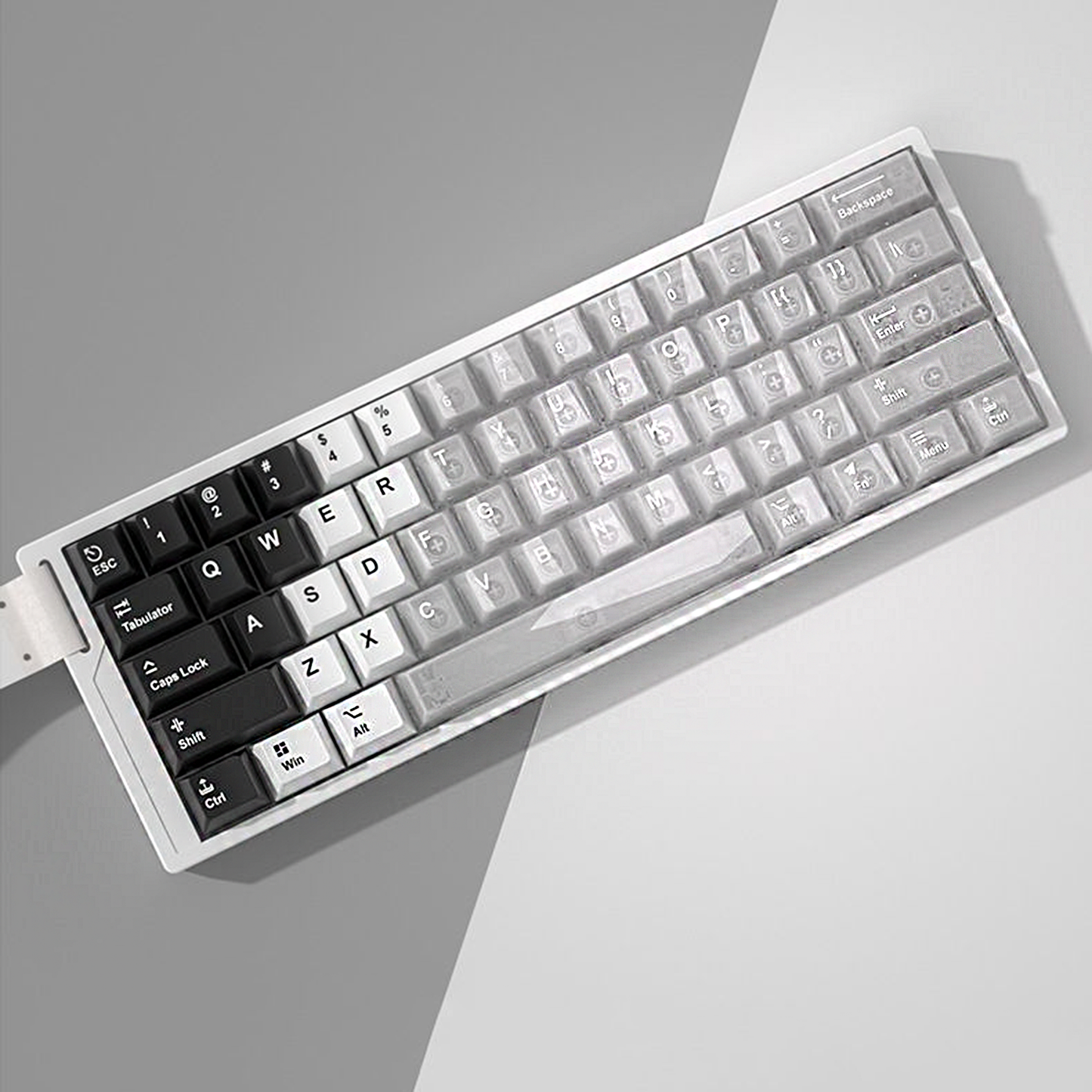 YMDK PBT+PC Transparent Keycaps Cherry Profile Shine Through Top Print Dye Sublimation Keycap for MX 61/64/68/84/87/100/104/108 MX Mechanical Keyboard