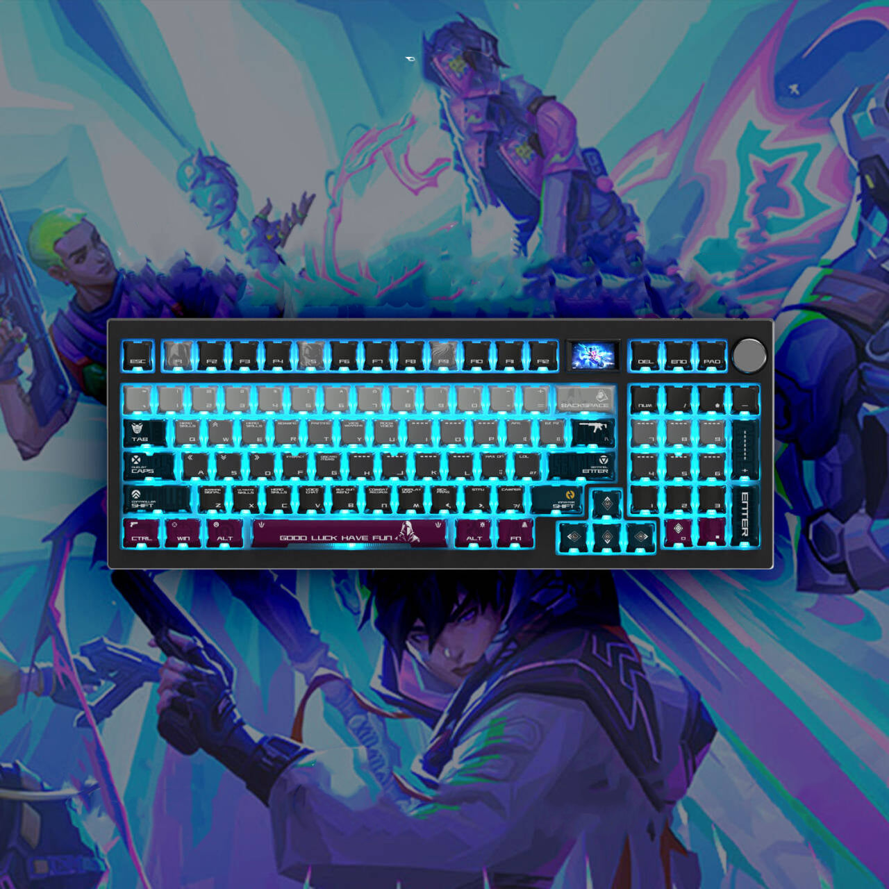 Aurora Theme Keycaps PBT+PC Custom Translucent Keycap Dye Sub Cherry Profile Gaming Key Caps for MX Mechanical Keyboard