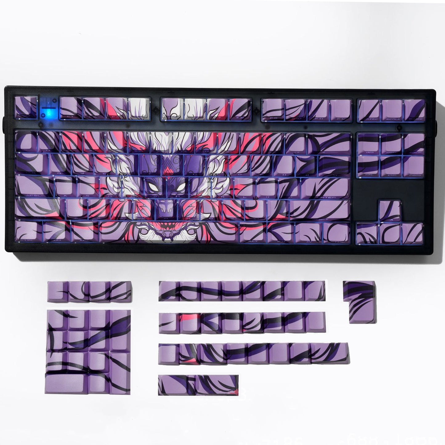 YMDK Orlon Dragon Theme 131 Keys Keycaps Cherry Profile PBT Dye Sub Sidelit Manga Anime Homemade Custom Keycap for MX Mechanical Keyboard