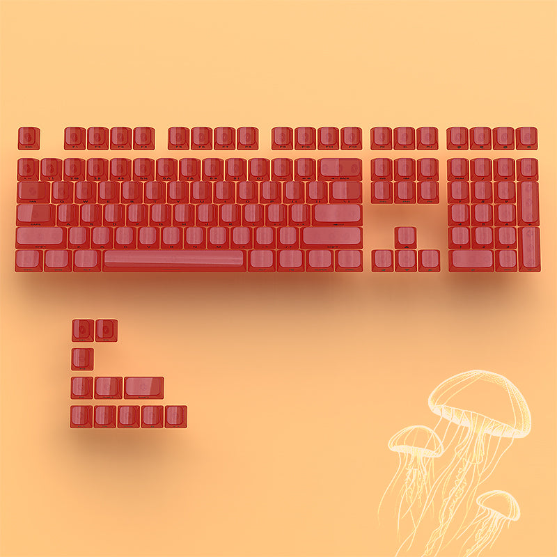 YMDK 119 Keys Jellyfish Keycaps Side Print Shine Through MDA Profile PC Material Custom Keycap for MX Mechanical Keyboards