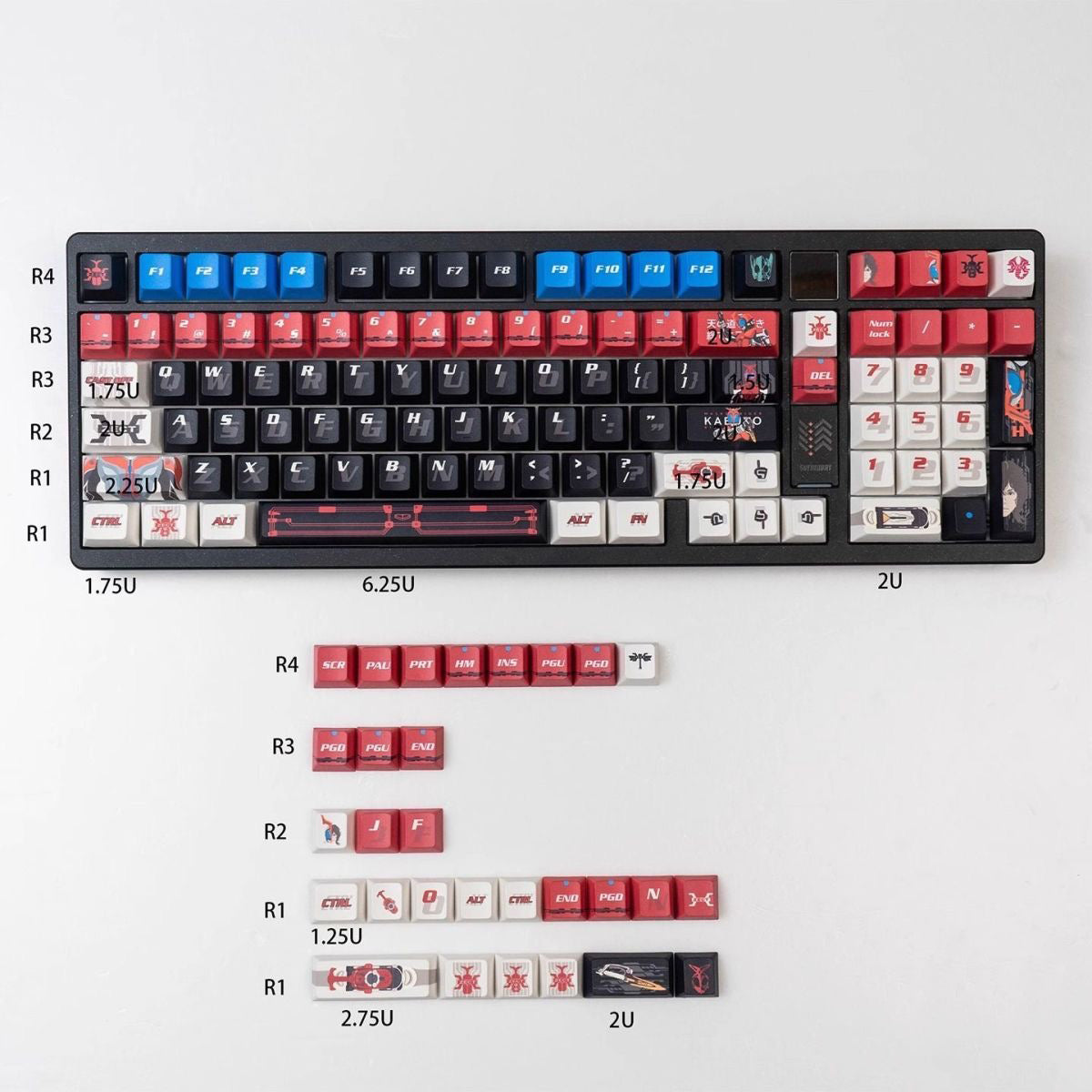 YMDK Jiadou 132 keys Keycaps Cherry Profile Dye Sub Anime Personality PBT Custom Keycap for 61/68/75/87/98/104/108 MX Mechanical Keyboard